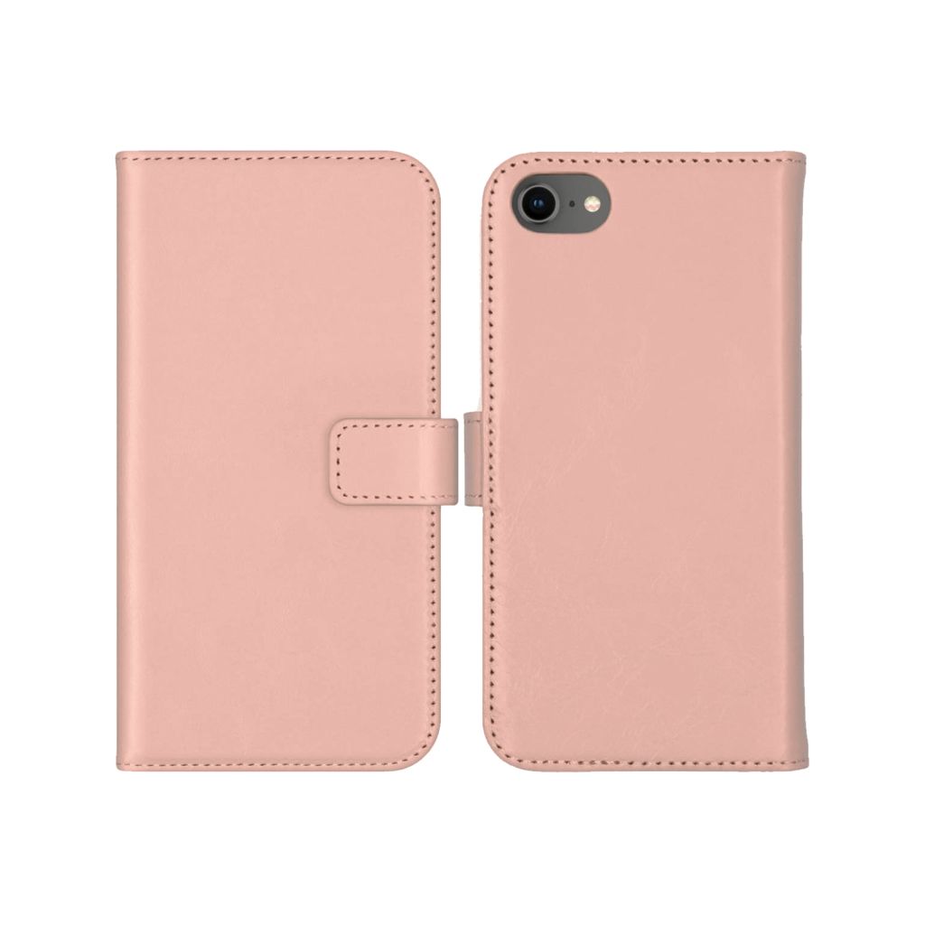 Selencia Echt Lederen Bookcase Apple iPhone SE (2022 / 2020) / 8 / 7 / 6(s) - Roze