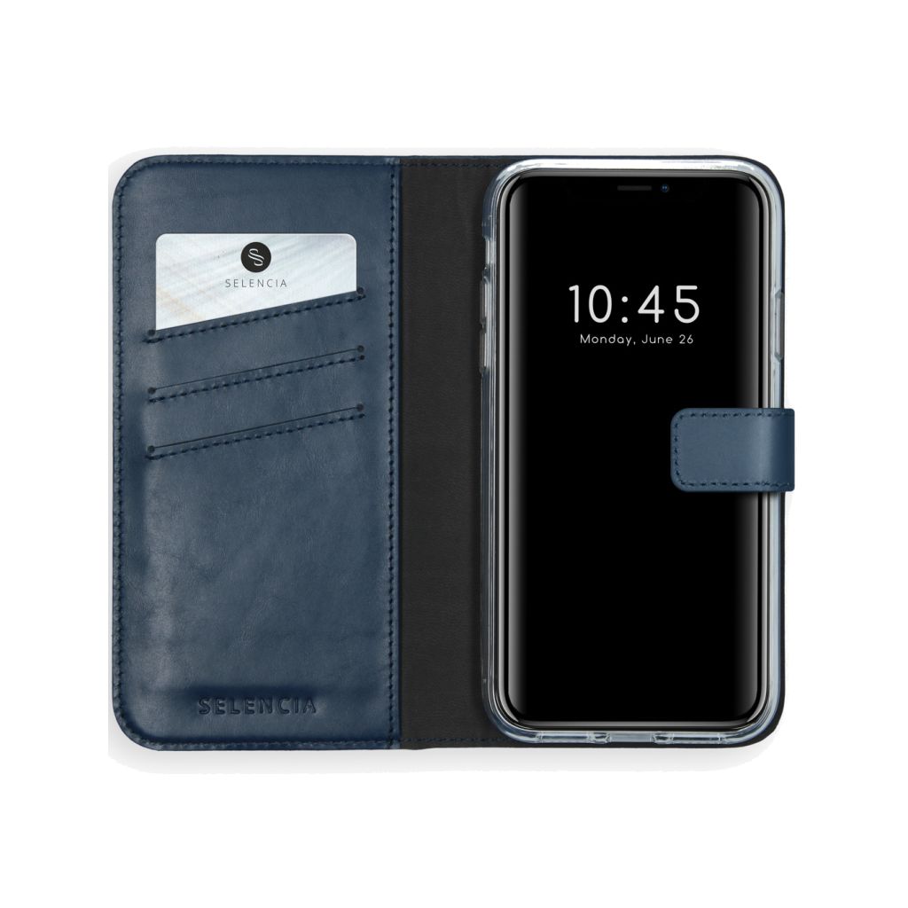 Selencia Echt Lederen Bookcase Apple iPhone Xr - Blauw