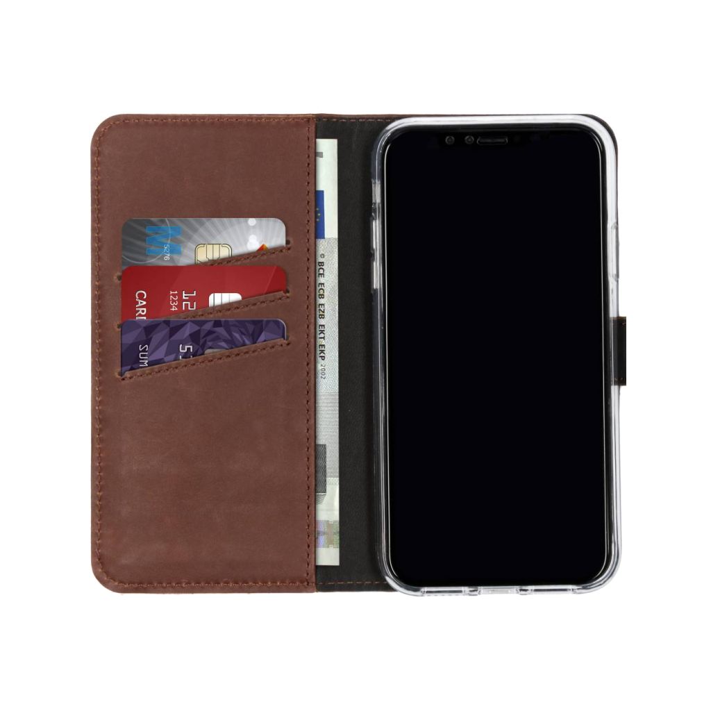 Selencia Echt Lederen Bookcase Apple iPhone Xr - Donkerbruin