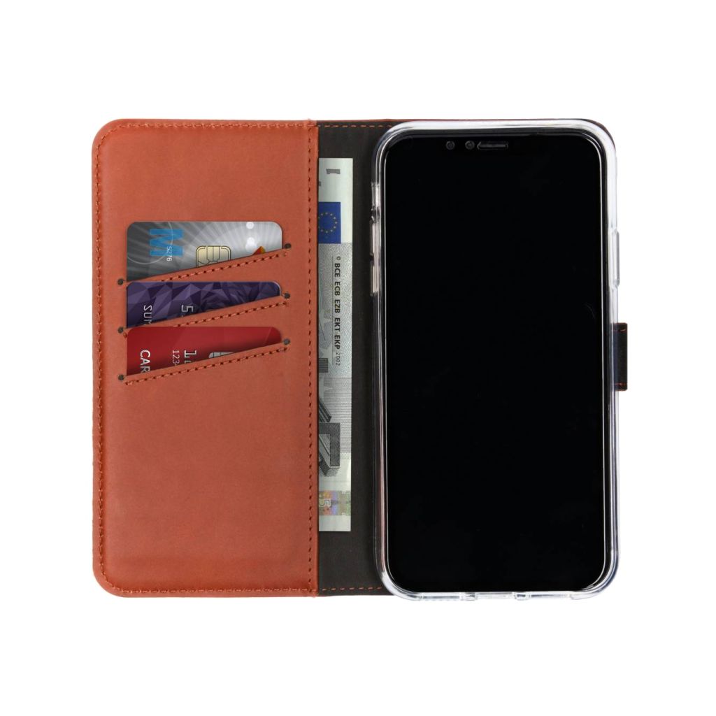 Selencia Echt Lederen Bookcase Apple iPhone Xr - Lichtbruin