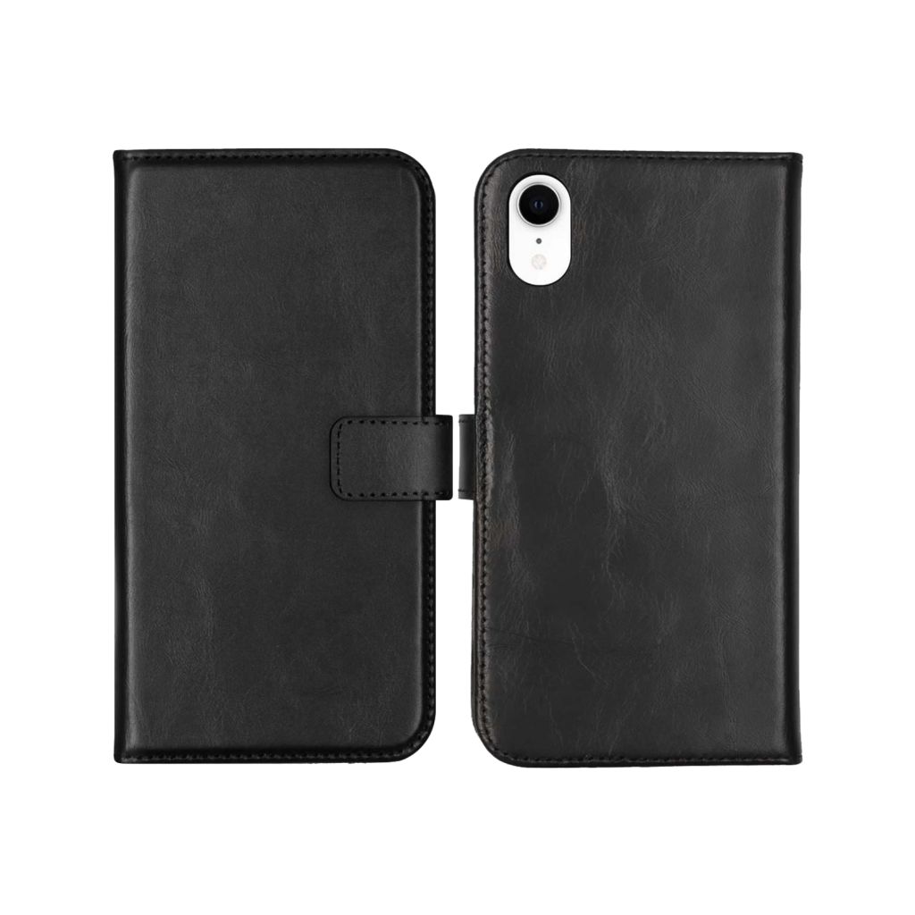 Selencia Echt Lederen Bookcase Apple iPhone Xr - Zwart