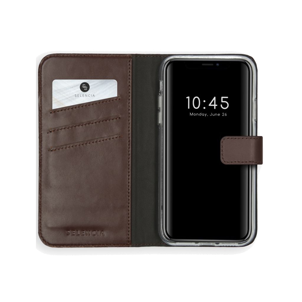 Selencia Echt Lederen Bookcase Apple iPhone Xs - Bruin