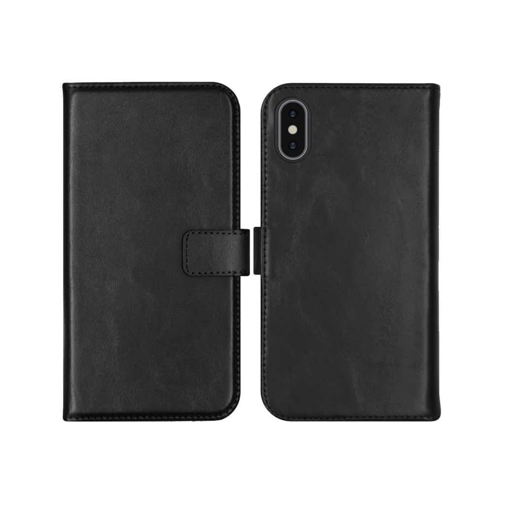 Selencia Echt Lederen Bookcase Apple iPhone Xs - Zwart