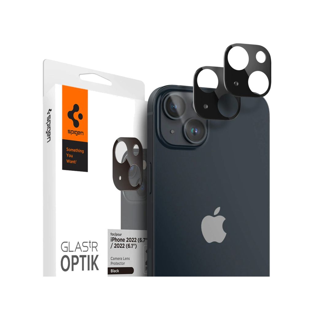 Spigen GLAStR Camera Protector Glas 2 Pack Apple iPhone 14 / 14 Plus - Zwart