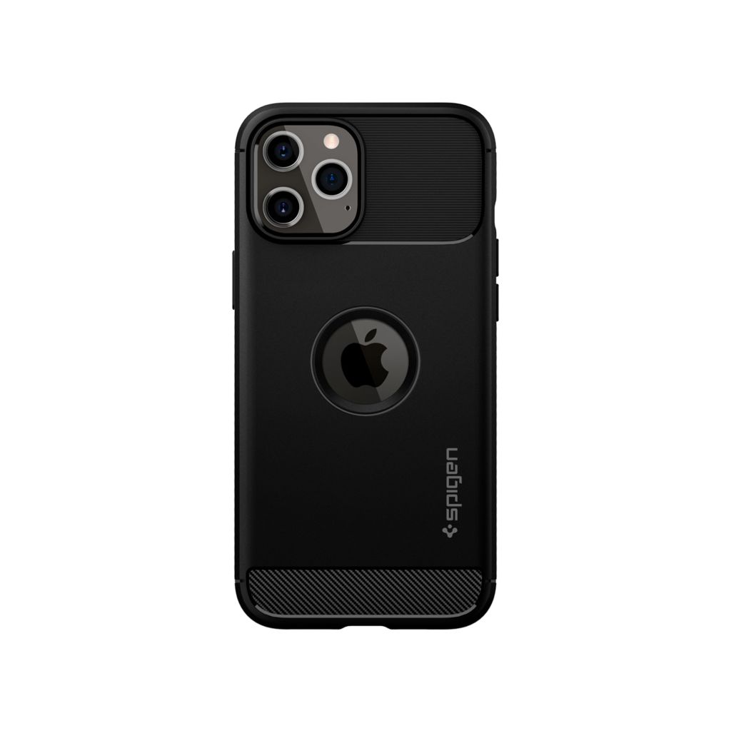 Spigen Rugged Armor Backcover Apple iPhone 12 (Pro) - Zwart