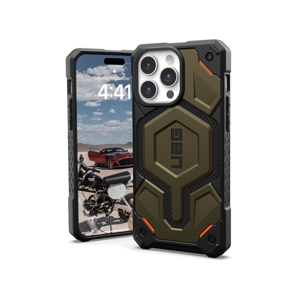 UAG Monarch Pro Backcover Apple iPhone 15 Pro Max - Kevlar Element Green