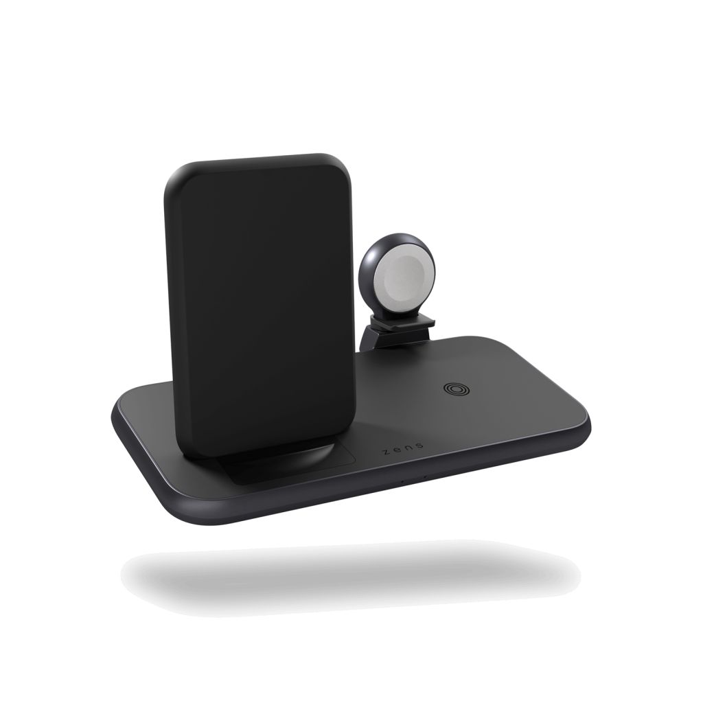 Zens Draadloos oplaadstation 4-in-1 - Aluminium Serie - Draadloze stand + Apple Watch - Zwart