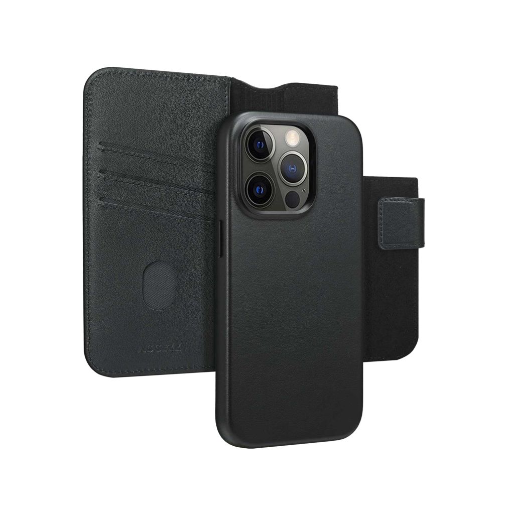 Accezz Leather Bookcase 2-in-1 met MagSafe Apple iPhone 14 Pro - Onyx Black