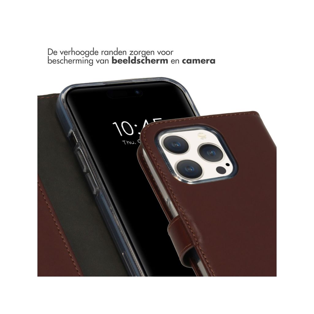 Selencia Echt Lederen Bookcase Apple iPhone 15 Pro - Bruin