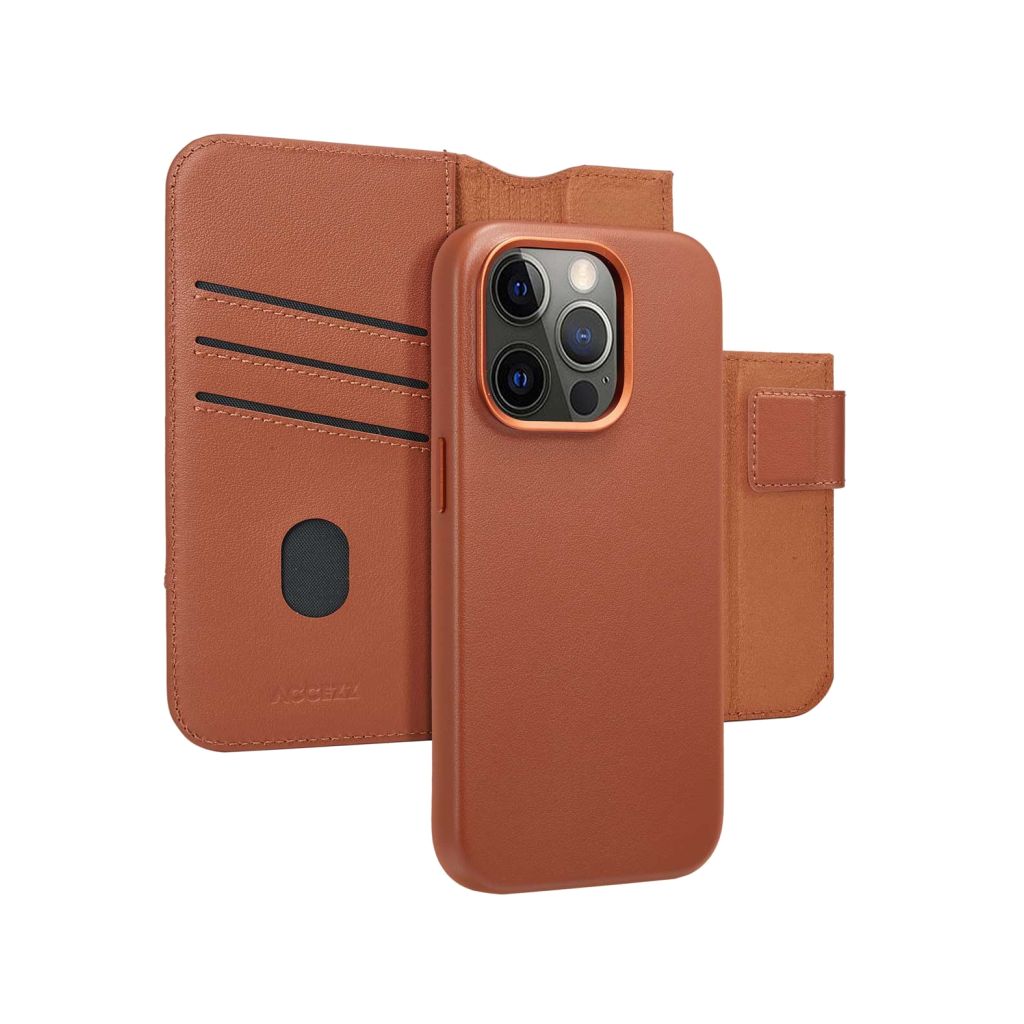 Accezz Leather Bookcase 2-in-1 met MagSafe iPhone 14 Pro - Sienna Brown