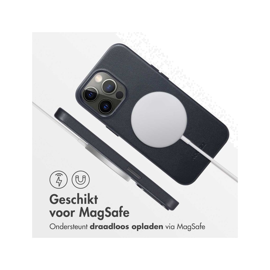 Accezz MagSafe Leather Backcover iPhone 13 Pro - Onyx Black