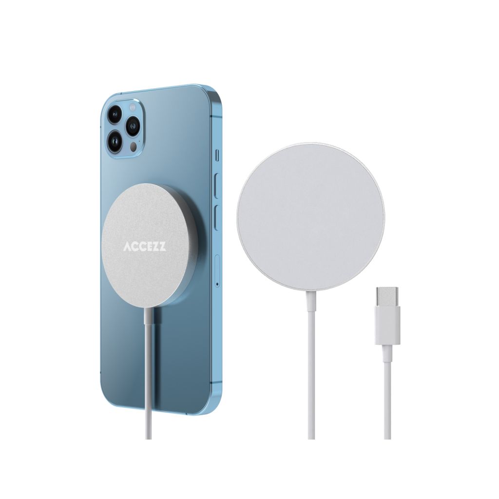 Accezz Wireless Charger USB-C - MagSafe en Qi2 Draadloze Oplader - 1 meter - Wit