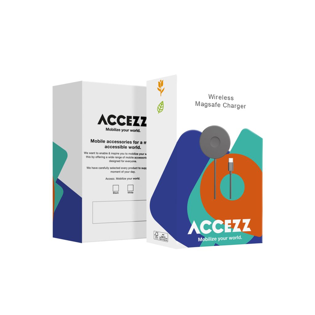 Accezz Wireless Charger USB-C - MagSafe en Qi2 Draadloze Oplader - 1 meter - Zwart