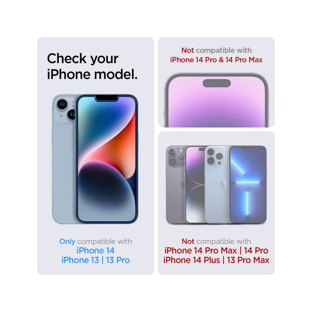 Spigen EZ Fit Glas.tR met Applicator - 1 pack Apple iPhone 13 / 13 Pro / 14 / 16e
