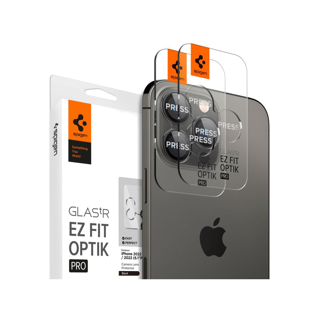 Spigen GLAStR EZ Fit Optik Camera Protector 2 Pack Apple iPhone 14 Pro / 14 Pro Max - Black