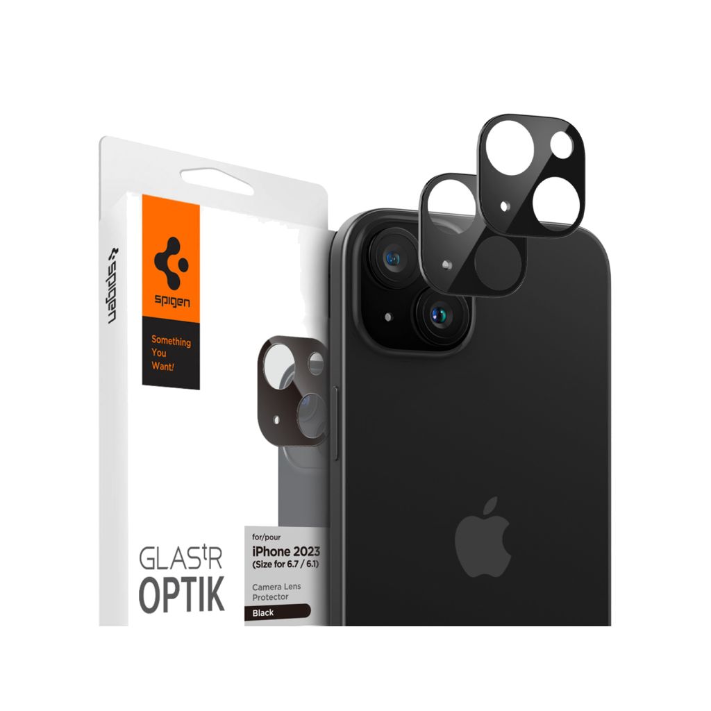 Spigen GLAStR EZ Fit Optik Camera Protector 2 Pack Apple iPhone 15 / 15 Plus - Black