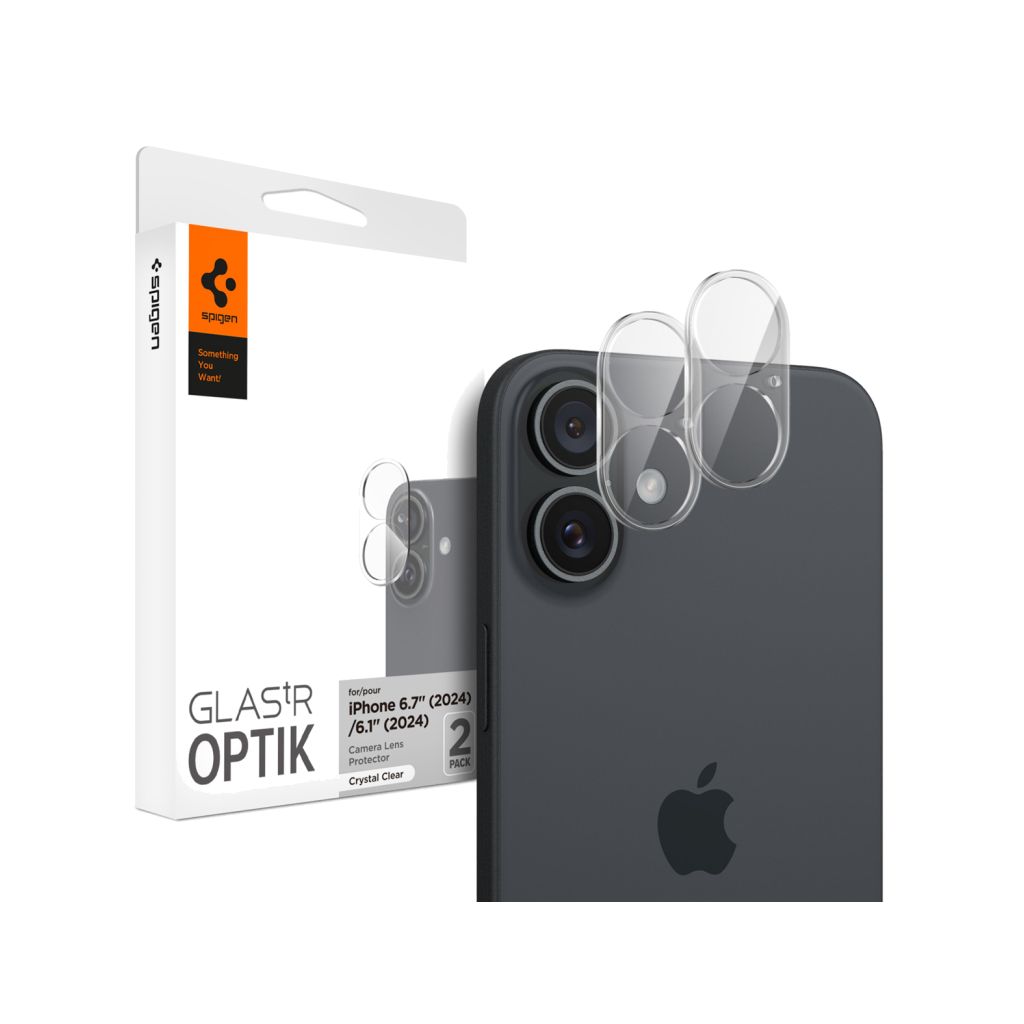 Spigen GLAStR EZ Fit Optik Camera Protector 2 Pack Apple iPhone 16 / 16 Plus - Crystal Clear