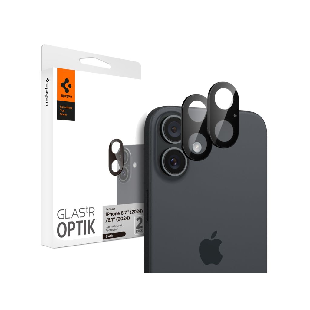 Spigen GLAStR EZ Fit Optik Camera Protector 2 Pack Apple iPhone 16 Plus - Black