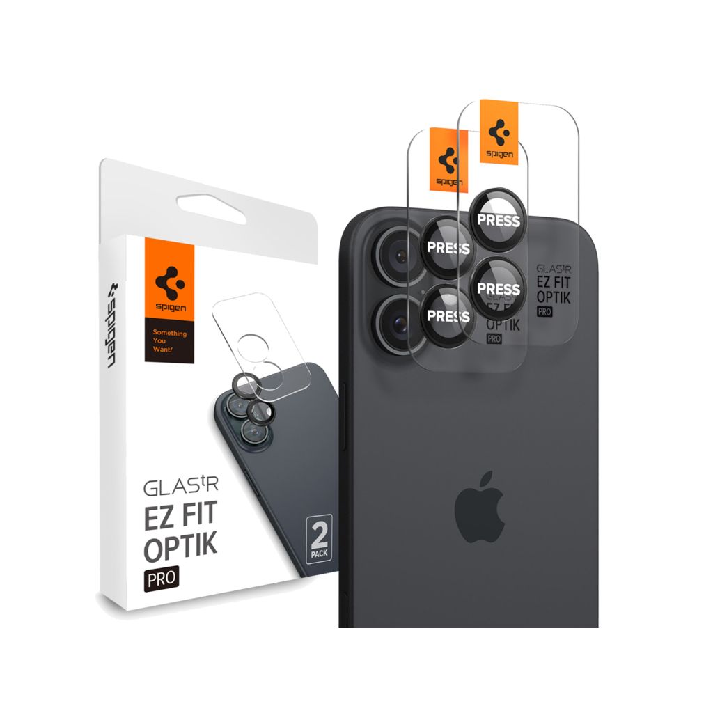 Spigen GLAStR EZ Fit Optik Pro Camera Protector 2 Pack Apple iPhone 16 / 16 Plus - Black