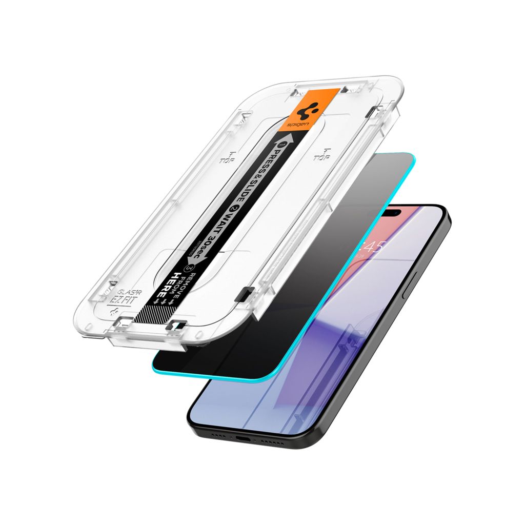 Spigen GLAStR Privacy EZ Fit Screenprotector + Applicator Apple iPhone 15 Pro