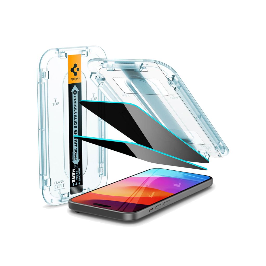 Spigen GLAStR Privacy EZ Fit Screenprotector + Applicator Apple iPhone 15