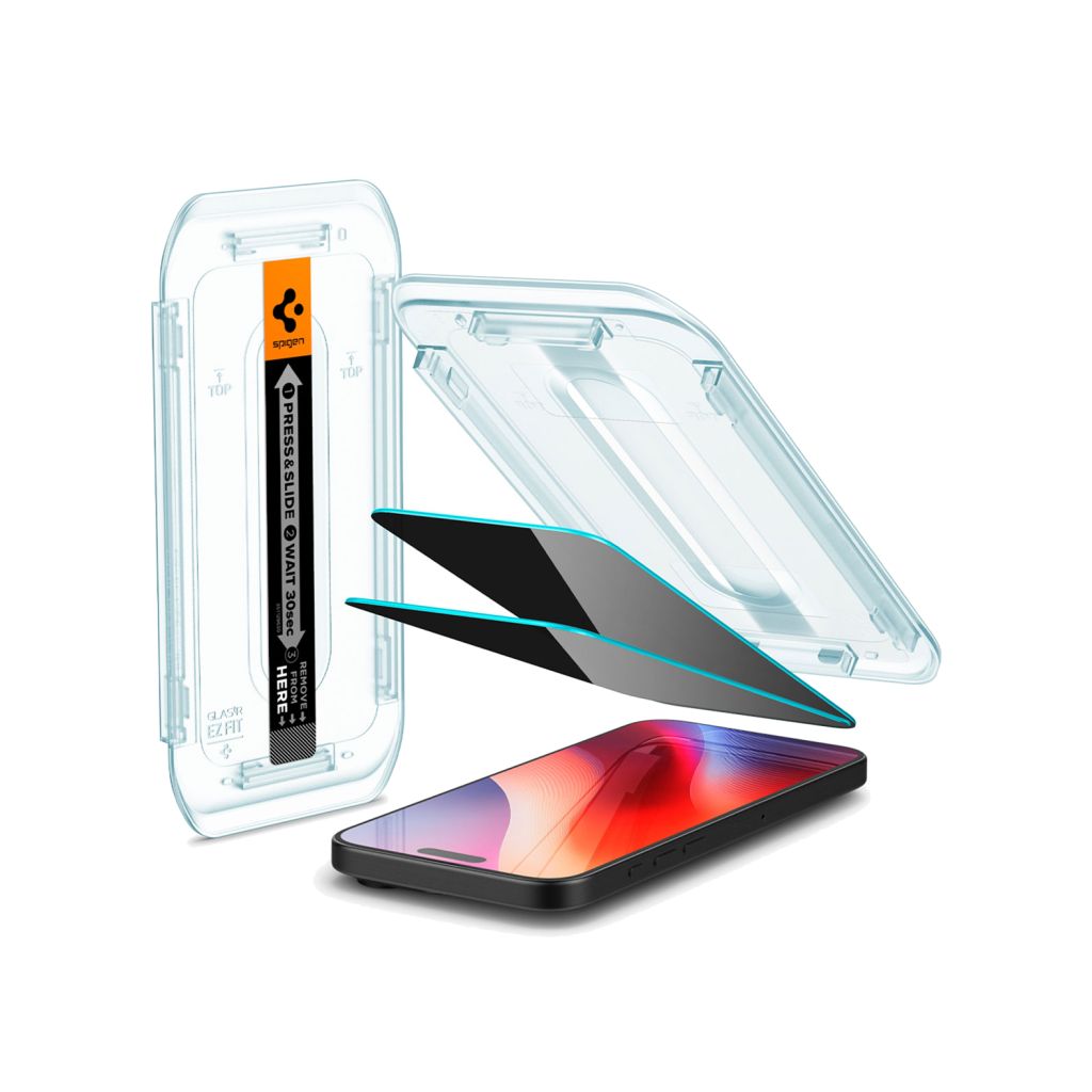 Spigen GLAStR Privacy EZ Fit Screenprotector + Applicator Apple iPhone 16 Pro Max