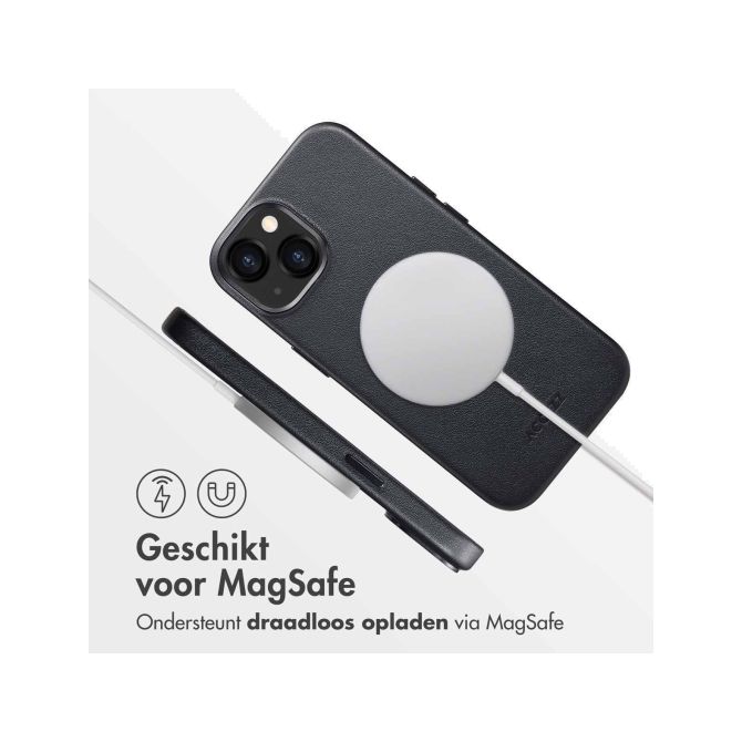 Accezz MagSafe Leather Backcover Apple iPhone 13 - Onyx Black