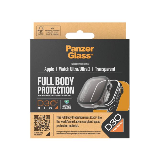 PanzerGlass Full Body Protection D3O® Bio Case Apple Watch Ultra / Ultra 2 / Ultra 3 - 49 mm - Transparant